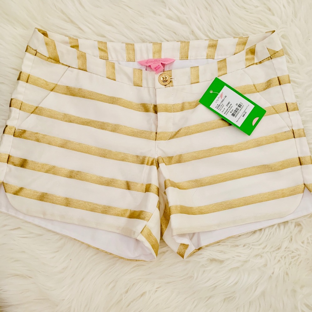 NWT Lilly Pulitzer Adie Short•Stripe Sateen Sz 00